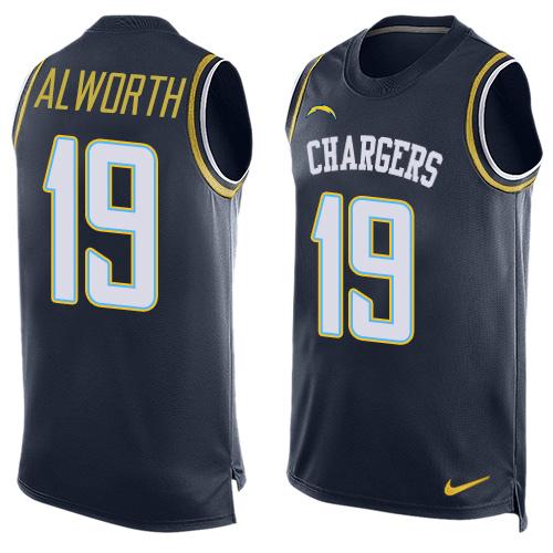 Nike Chargers #19 Lance Alworth Navy Blue Team Color Men's Stitched NFL Limited Tank Top Jersey - Click Image to Close